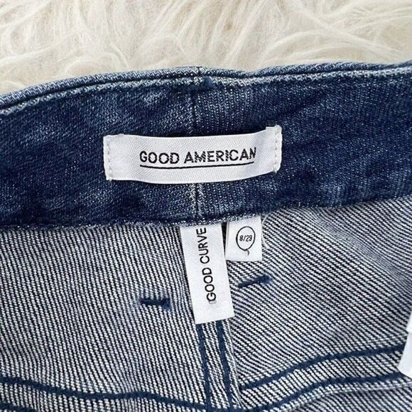 Good American Jeans Good Curve Straight Leg Stretch Distressed Denim Size 8/29 - Picture 3 of 11